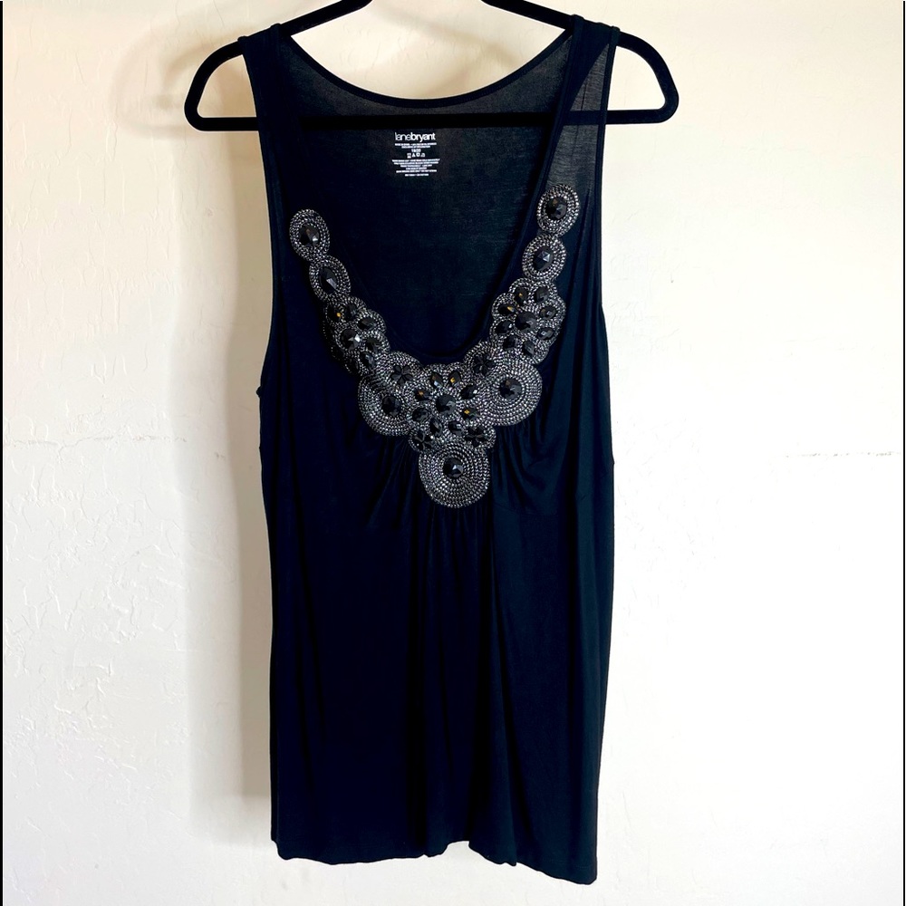 Lane Bryant Faux Jewel Necklace Collar Black Tank